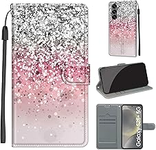 Handyhülle für Samsung Galaxy S25 Plus Hüllen Premium Leder Flip Wallet Case Magnet Kartenfach Standfunktion Klapphülle kompatibel mit Samsung S25 Plus Hülle -Rosa
