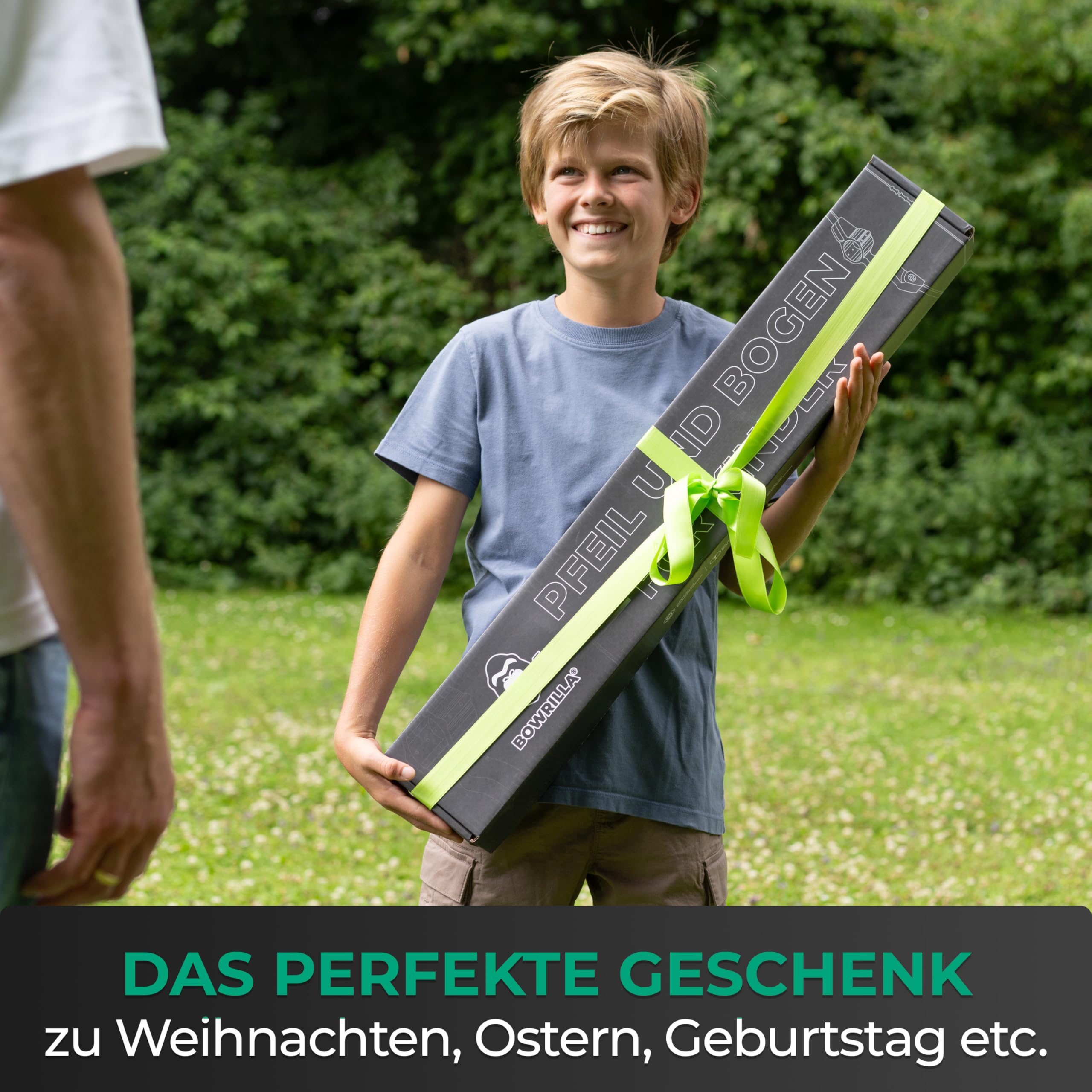 BOWRILLA® Pfeil und Bogen Kinder Sportbogen Set mit Saugnapf-Pfeilen und Zielführung | 3-teiliger Takedown Recurvebogen für Rechts & Linkshänder