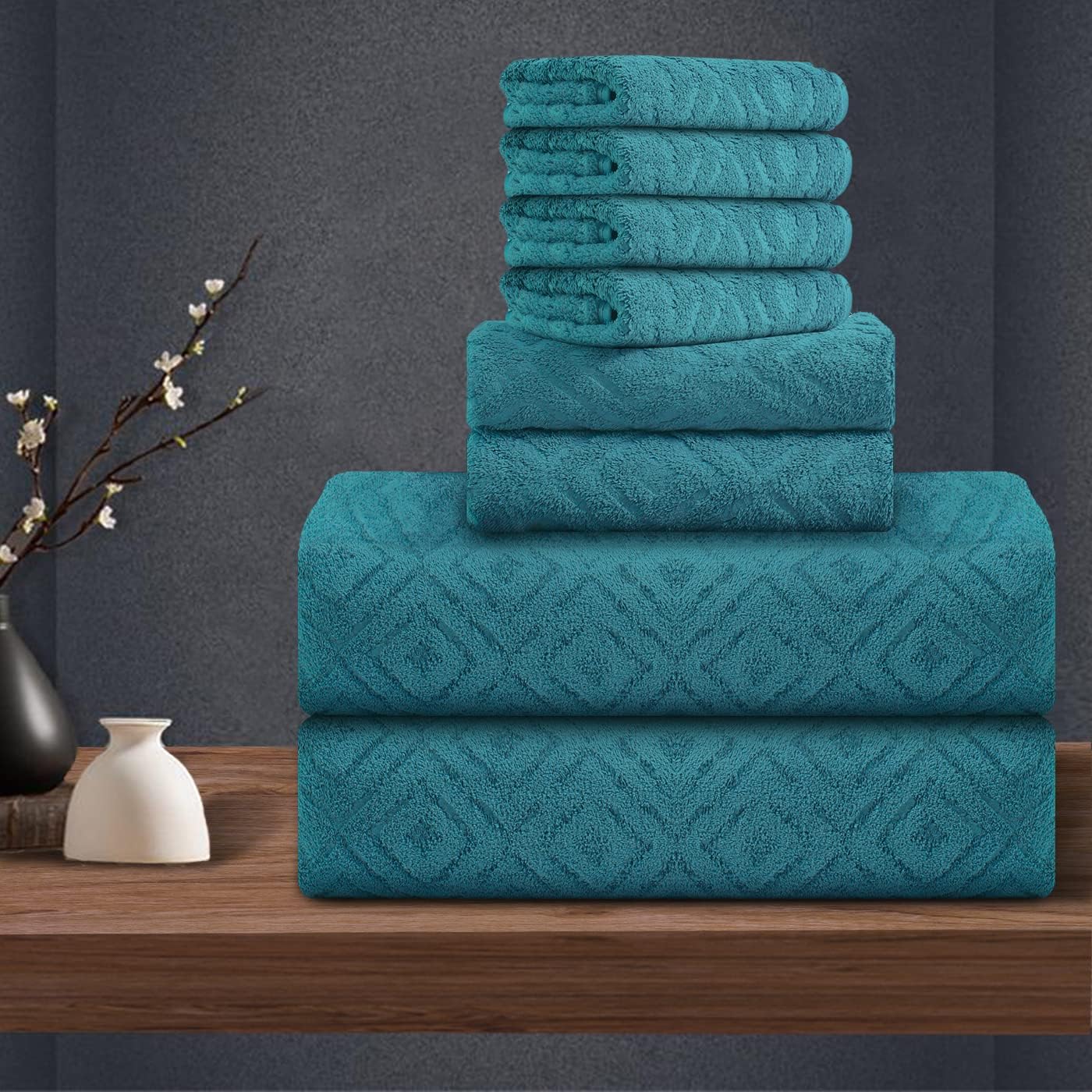 8 Piece Bathroom Towel Set 2 Oversized Bath Towels,2 Hand