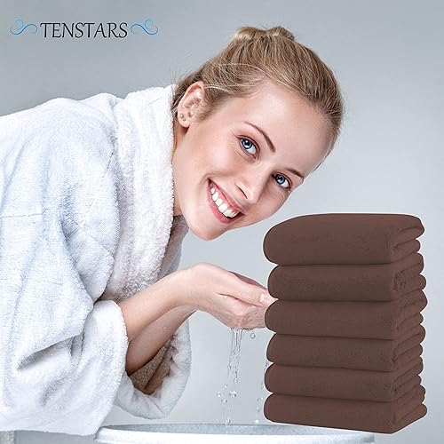 Vista 49 de TENSTARS - Toallas de mano para baño con dobladillo de seda, secado rápido, toalla absorbente de microfibra ultrasuave para baño, fitness, gimnasio