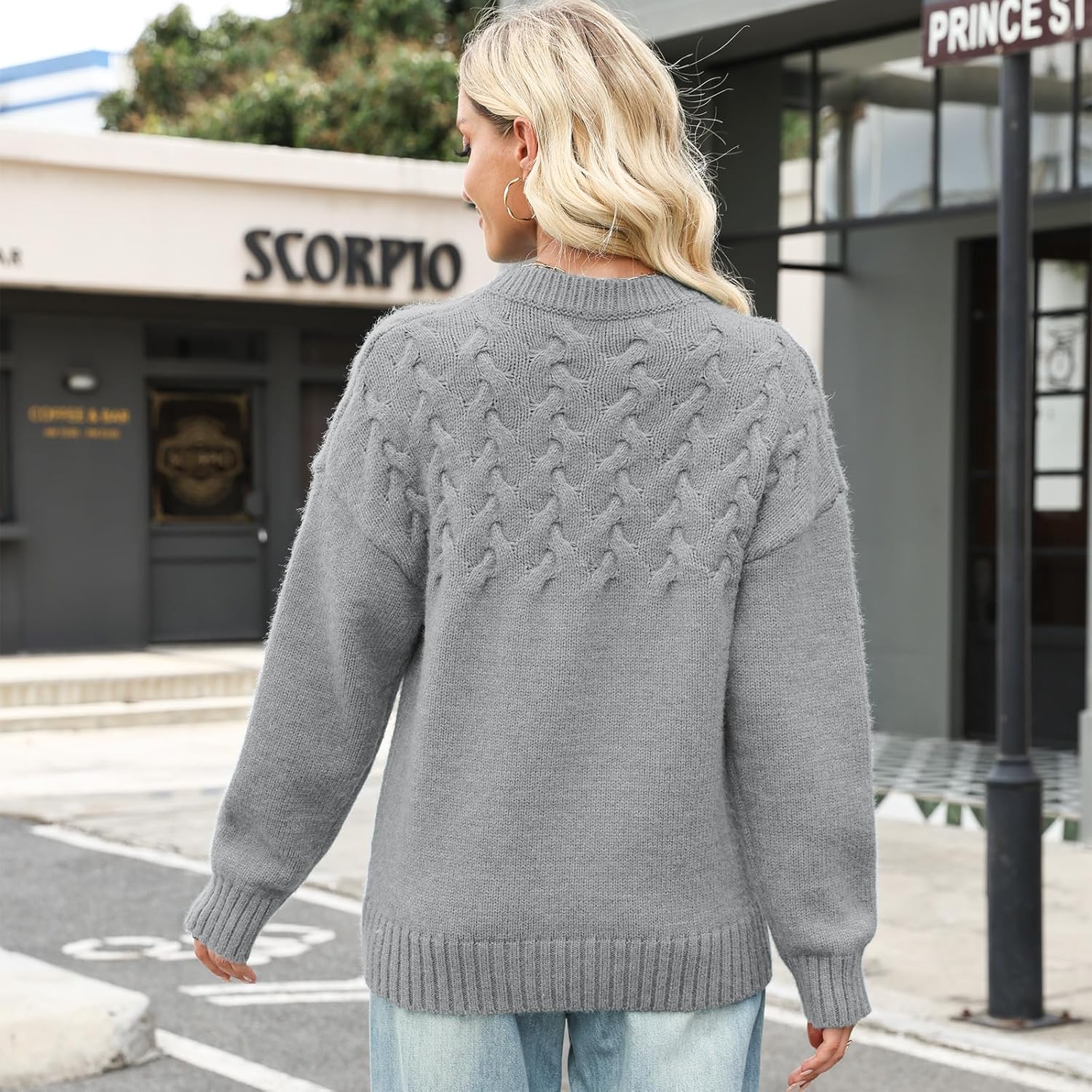 Women's Oversized Fall Winter Sweaters 2025 Chunky Cable Knit Casual Long Sleeve Crewneck Pullover Tops Winter Clothes - Image 4