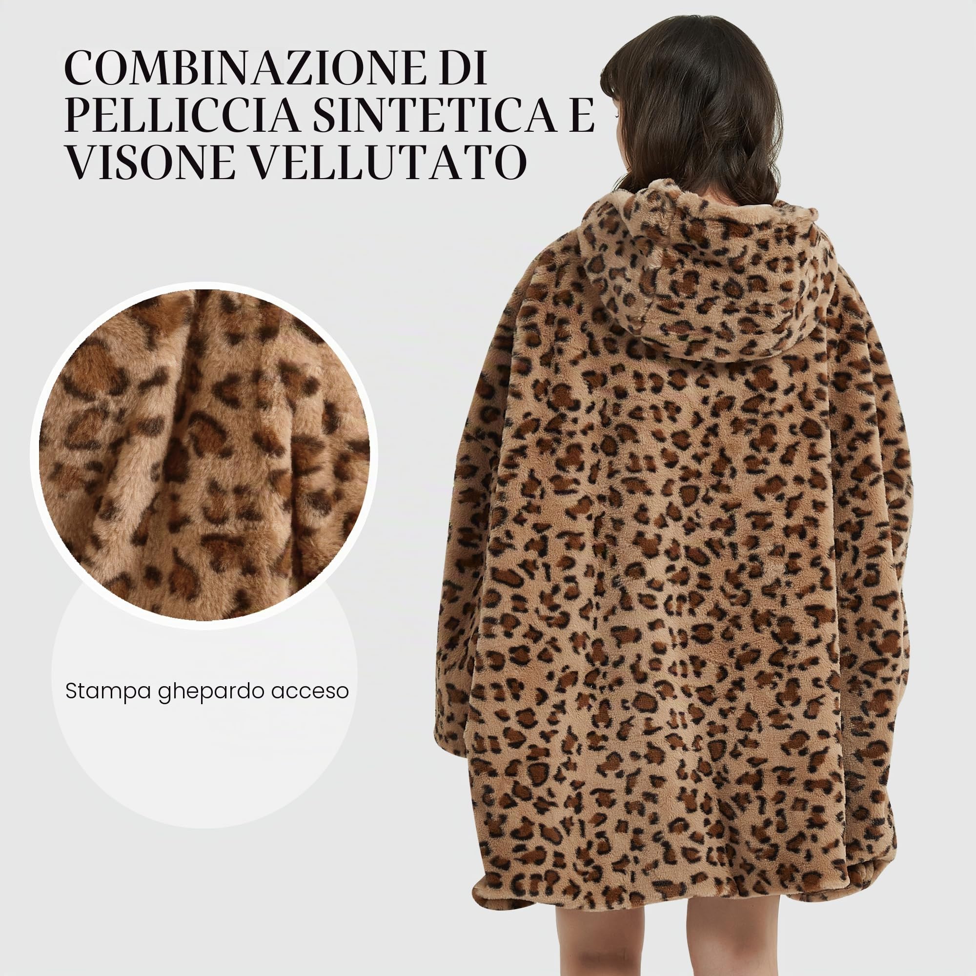 Viviland Felpa con Cappuccio Oversize Fuzzy Coperta Felpa, Super Morbida, Calda e Confortevole Maglione Gigante con Grande Tasca Frontale