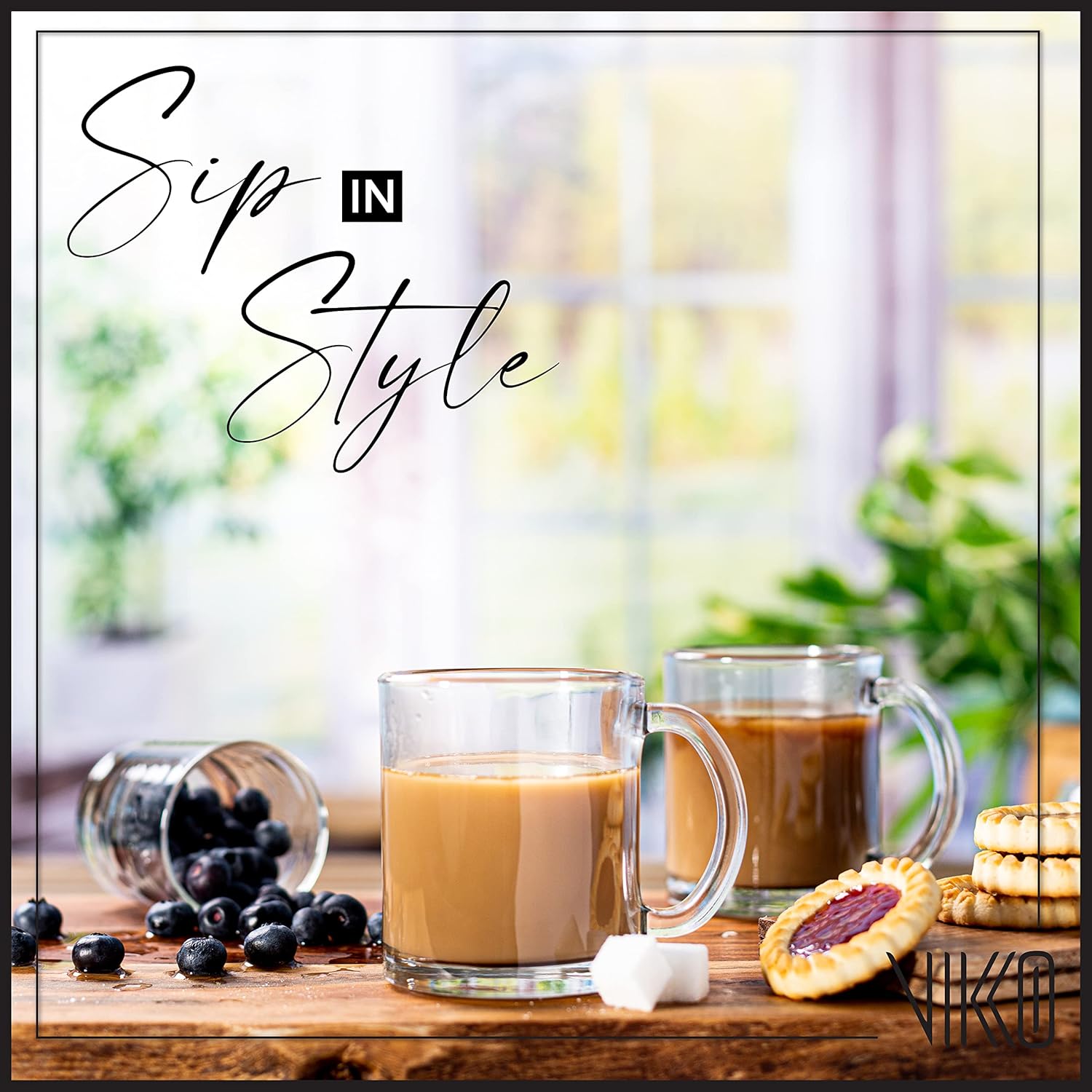 Vikko Glass Coffee Mugs, 10.75 Ounce Clear, Set of 4, Microwave & Dishwasher Safe - Image 5