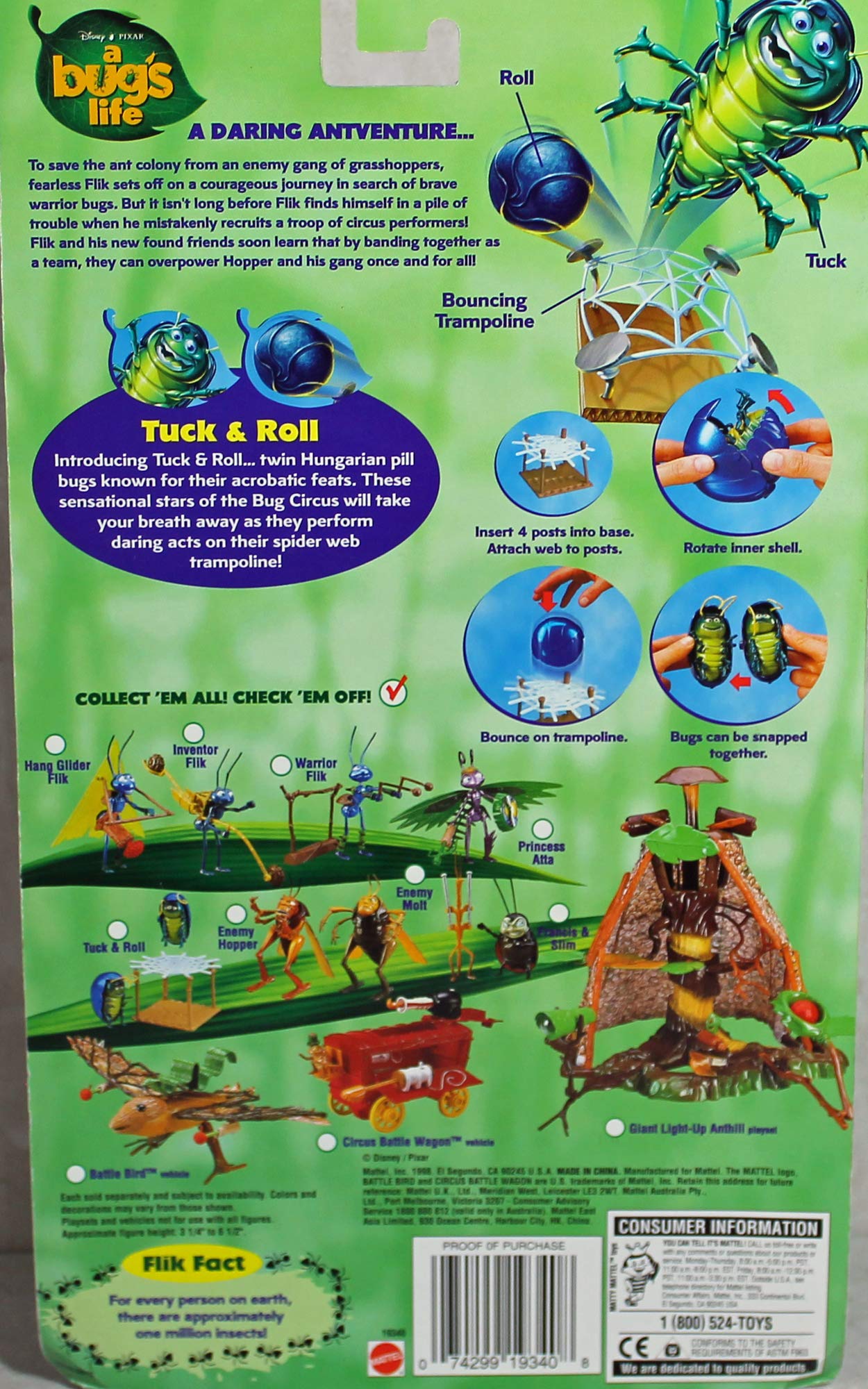 Figurine Rick & Roll Du Film 1001 Pattes (A Bug’s Life) - Mattel 1998 - NEUF Sous Blister