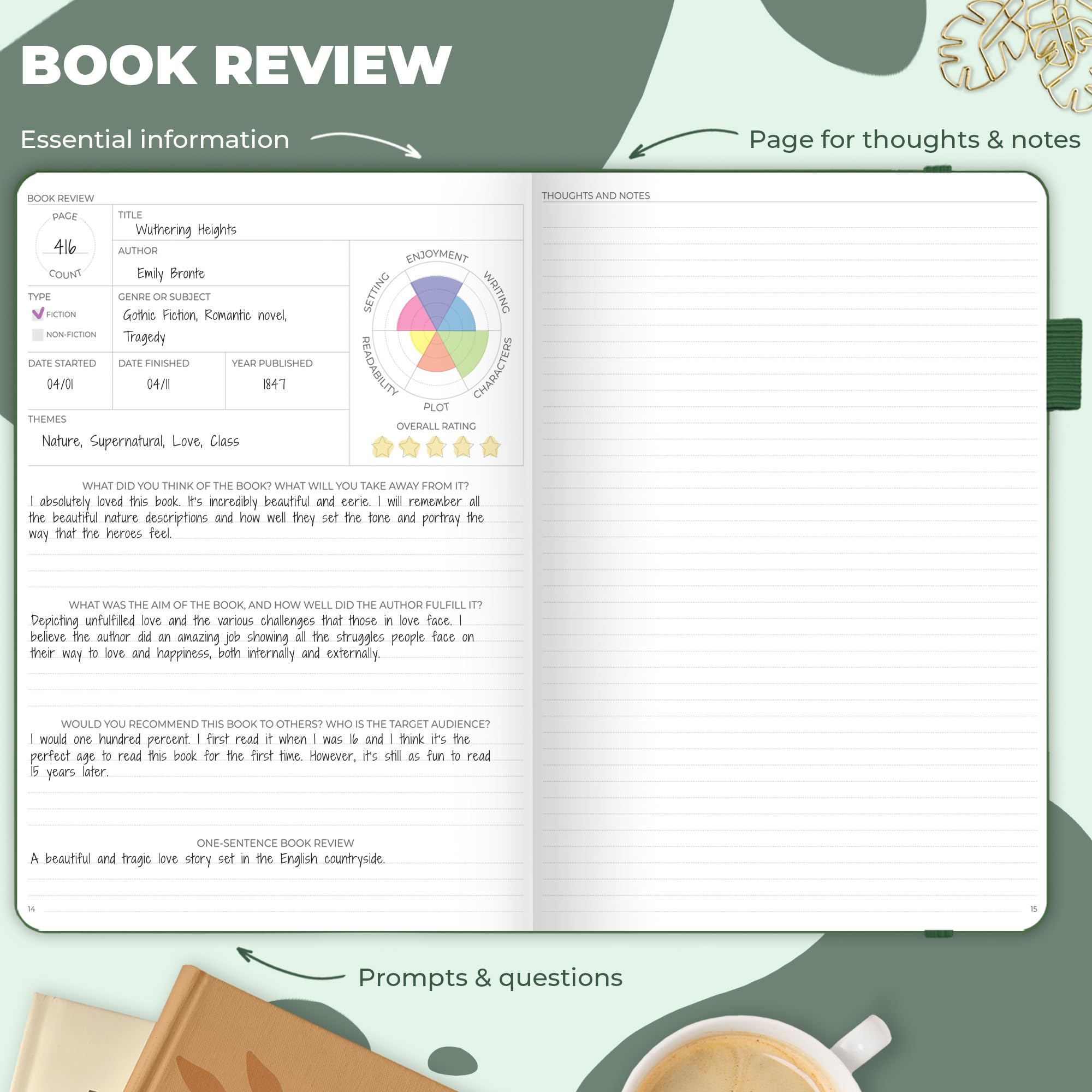 Clever Fox Reading Journal Large, Guided Book Review Log & Tracker, Gifts & Accessories for Reading Lover - Image 4