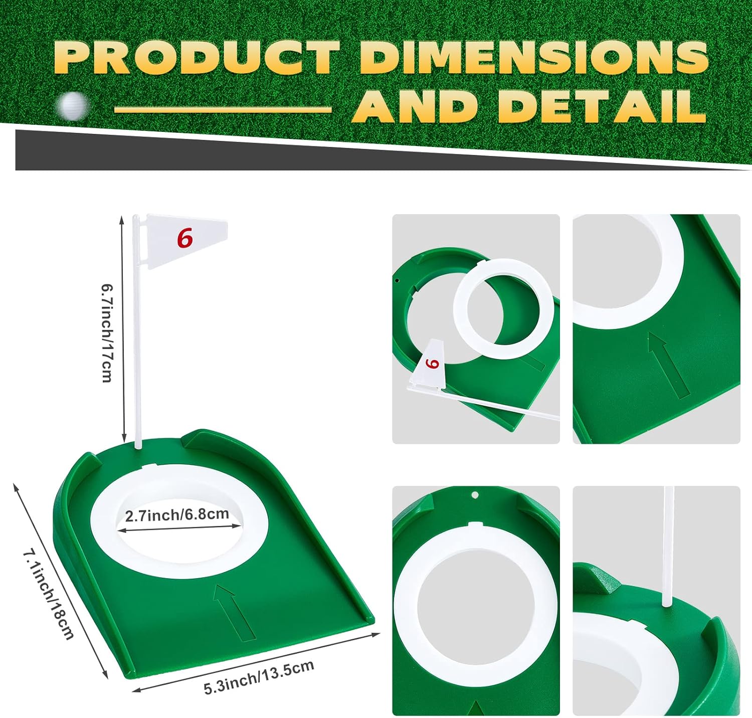 Sotiff ゴルフパッティングカップとフラッグ9個パック プラスチックゴルフホールトレーニング補助 トレーニングパター 屋内/屋外