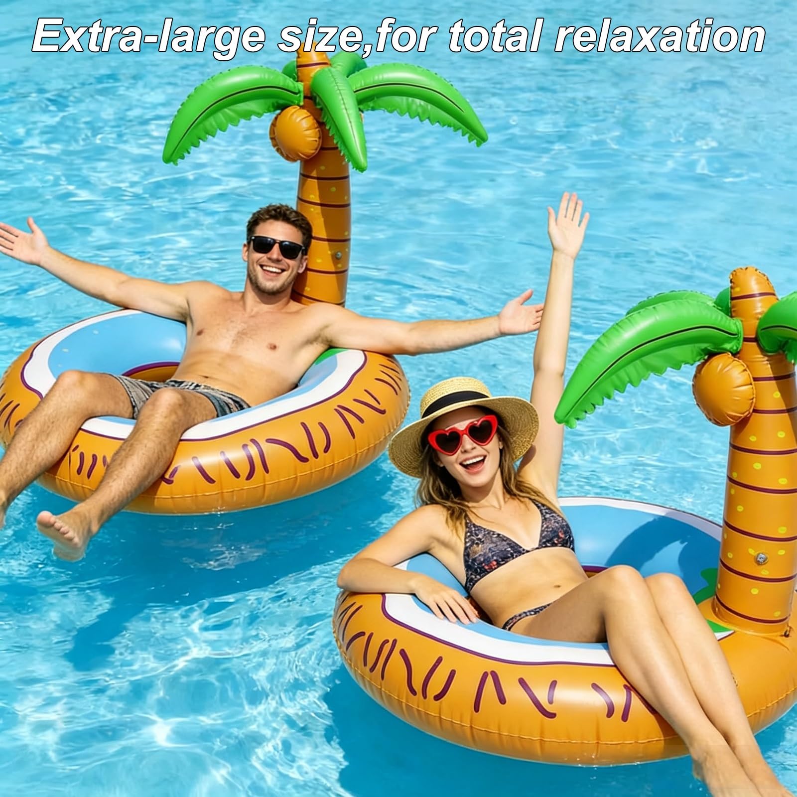 Colchonetas Hinchables para Piscinas, Flotador Piscina | Forma de Palmera, Aspecto Divertido, para Fiestas en la Playa, Junto al Mar