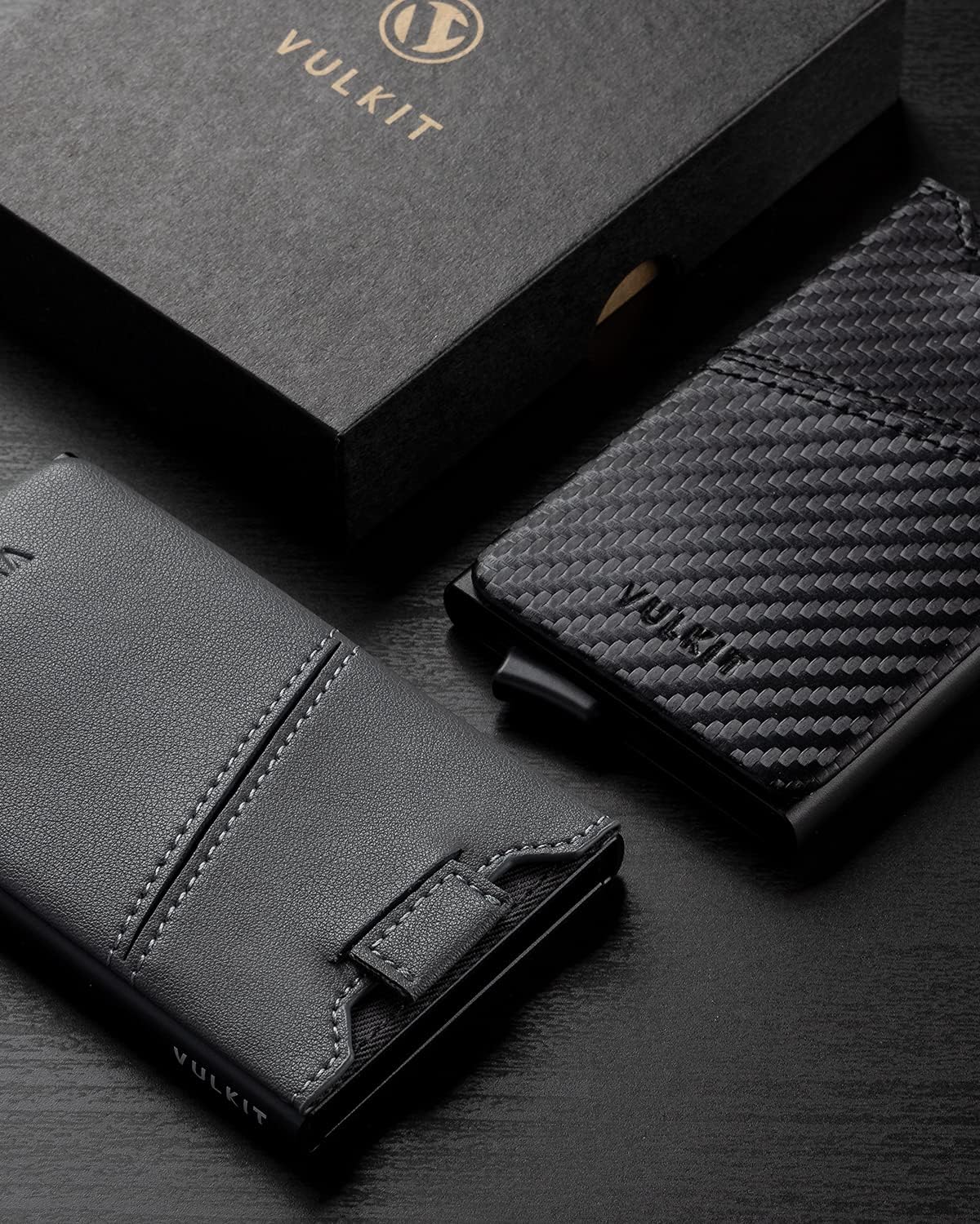 VULKIT Pop Up Wallet Minimalist Slim Card Holder RFID Blocking With Leather Slots for Men and Women Grey