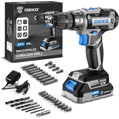Power Drill Cordless: DEKO PRO Cordless Drill 20V Electric Power Drill Set Tool for Women Drills with Battery and Charger 20 Volt Drills Driver Kit Blue