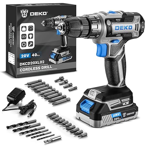 Power Drill Cordless: DEKO PRO Cordless Drill 20V Electric Power Drill Set Tool for Women Drills with Battery and Charger 20 Volt Drills Driver Kit Blue
