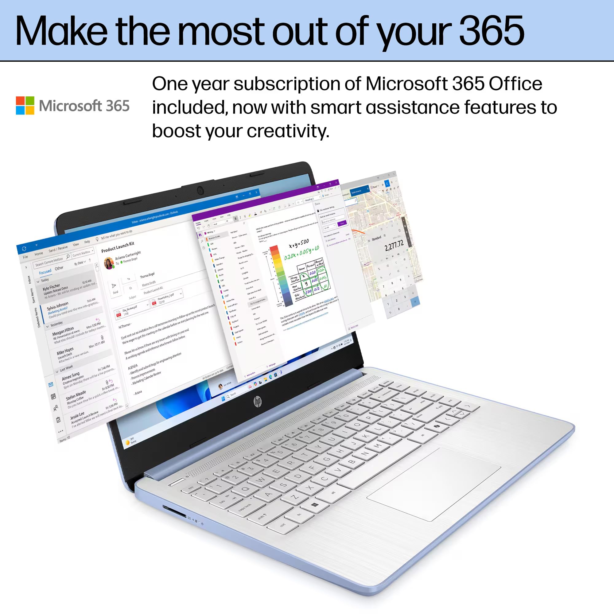 HP 14 Laptop Student Business 2025 Flagship Computer, AI Copilot, 4-Core 13th Gen Intel CPU, 16GB RAM 628GB Storage (128GB UFS+ 500GB Ext), 1-Yr Office 365, Long Battery HubxcelAccessory Win 11S Blue