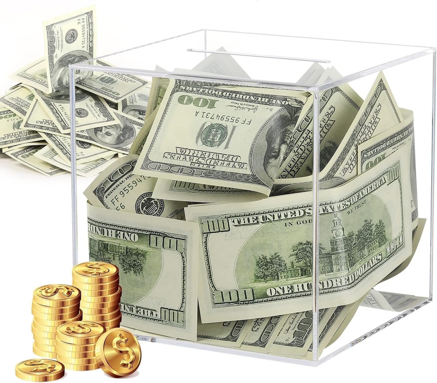 3-Piece Clear Acrylic Piggy Banks - Must-Break Money Saving Jars For Adults & Kids