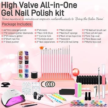 Gel Nail Polish Kit with U V Light 66 Colors Gel Nail Polish with Base and Matte/Glossy Top Coat Nail Gel Polish Soak off Manicure Accessory Tools Suitable for All Seasons