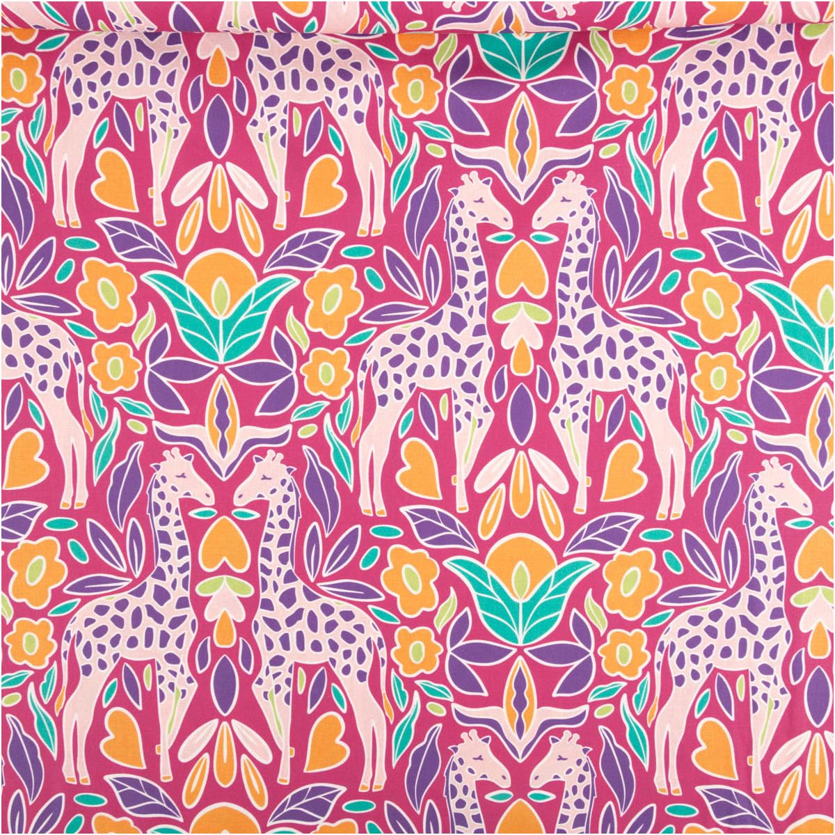 Cotton Poplin Giraffe Pink Colourful Fabric Sold by the Metre 145 cm Children's Fabric