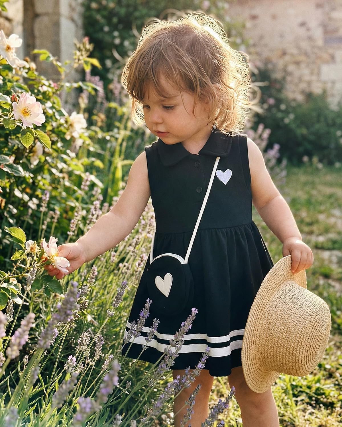 HINTINA Newborn Baby Girl Sleeveless Polo Dress with Matching Bloomers
