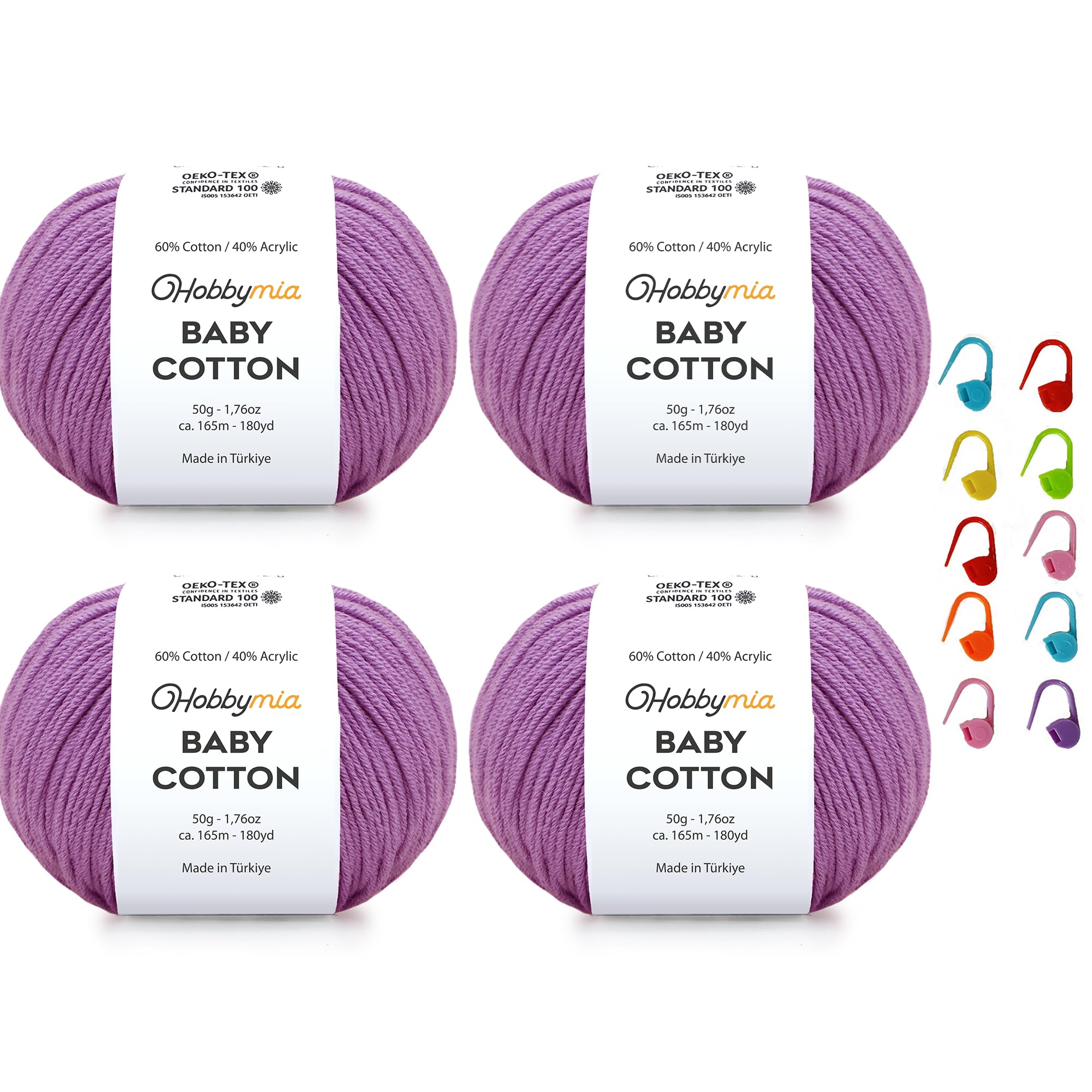 Baby Cotton Blend Yarn – Soft Sport Weight Yarn for Crochet & Amigurumi - 50g/180yds - 60% Cotton 40% Acrylic - Ideal for Baby & Knitting Proj.(Neon Green, 1 Ball) — view 31