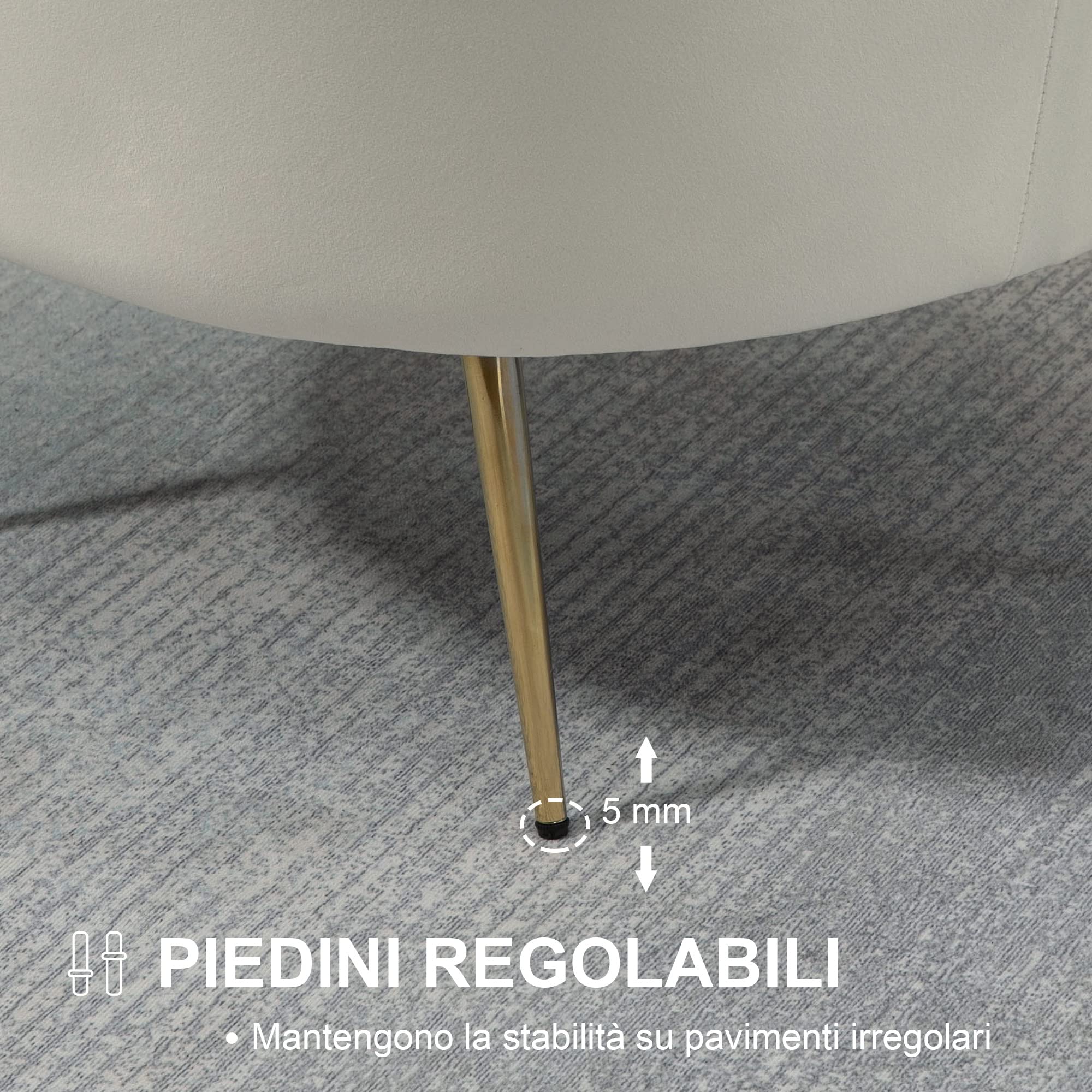 HOMCOM Poltrona Design Vintage in Velluto Rétro 79x77x77cm, Crema