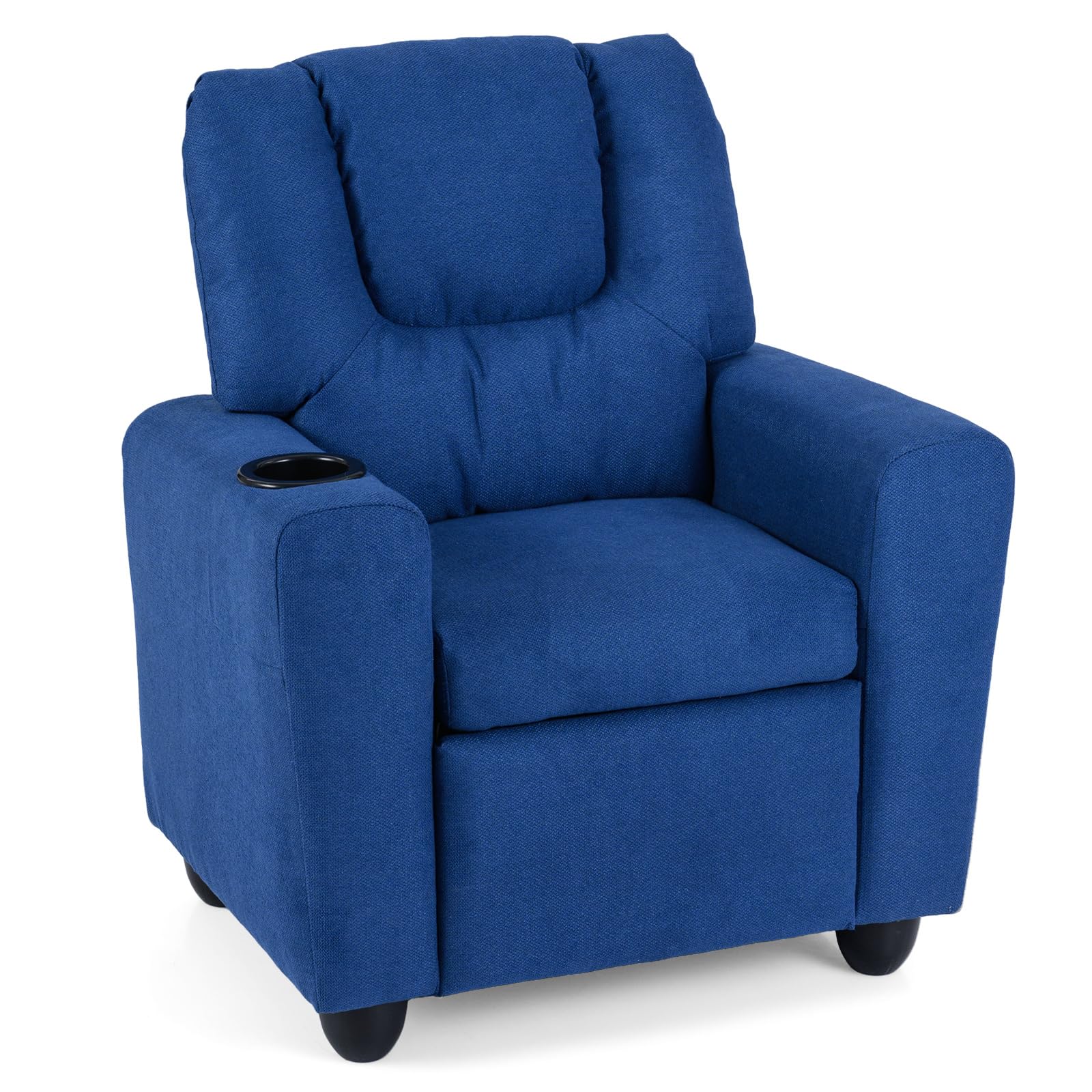 Kids Recliner, Toddler Lounge Chair w/Cup Holder, Wide Armrest, Kids Sofa w/Adjustable Footrest, Comfy Toddler Recliner Chair for for Boys &amp; Girls 3 + (Fabric, Blue)