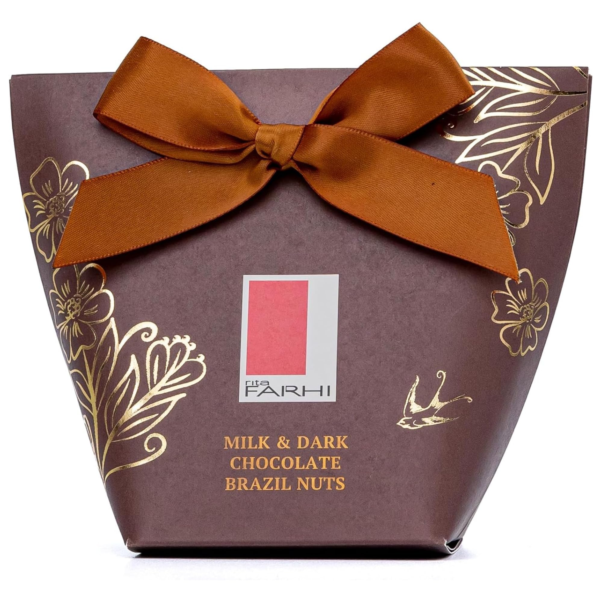Rita Farhi Milk & Dark Chocolate Brazil Nuts in Gift Box with Bow, 130g