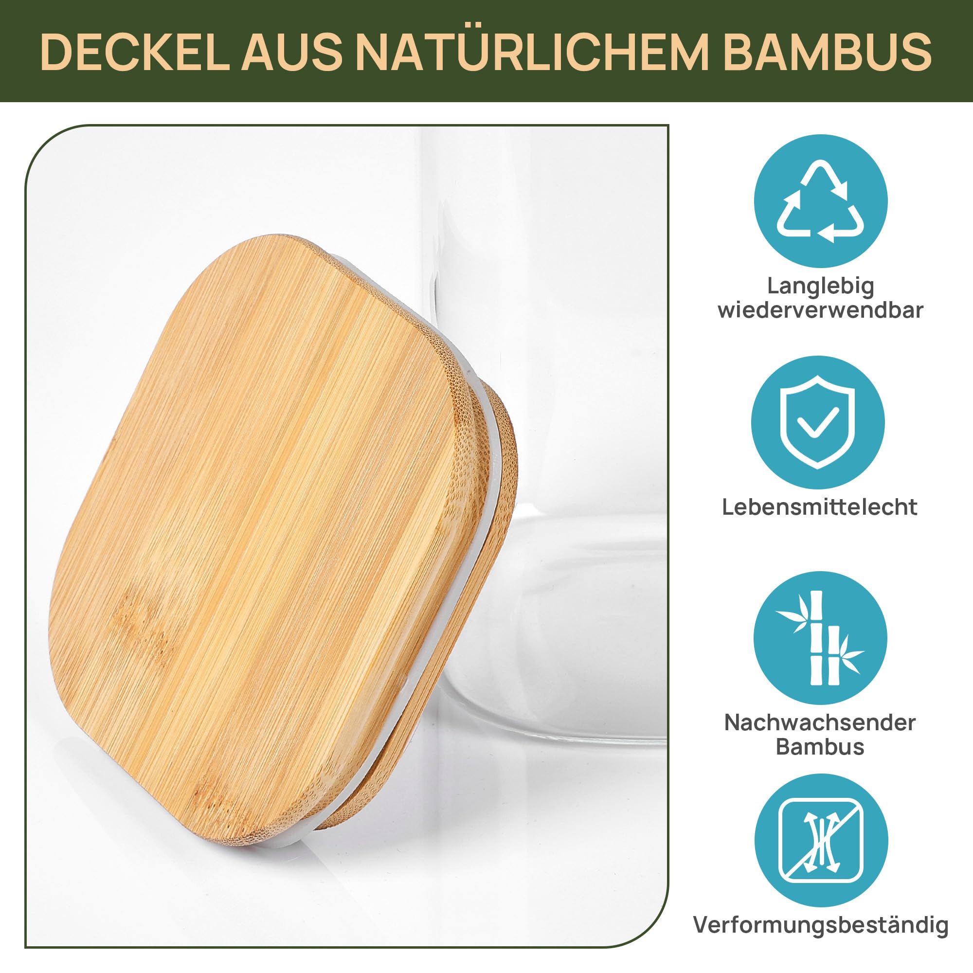 Vtopmart 12er Set Vorratsgläser Mit Deckel, 2 Größen : 1200ml x 6, 600ml x 6, Vorratsdosen Glas Mit Deckel, Vorratsglas Mit Holzdeckel zur Spaghetti Aufbewahrung