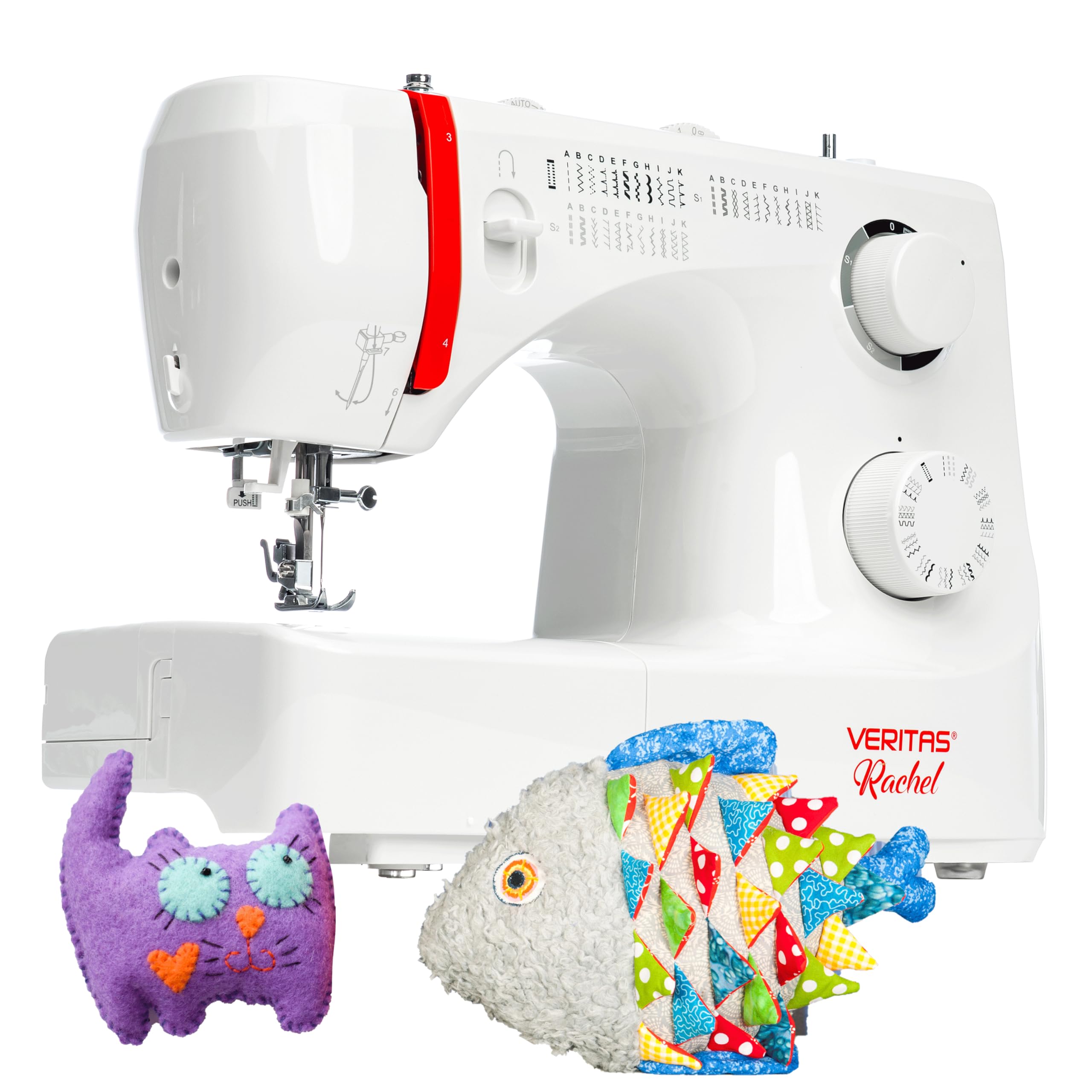 VERITAS Nähmaschine Rachel I 32 Stichprogramme I Einfädelhilfe I Einstellbare Stichlänge & Stichbreite I Auto-Fadenspannung & Fadenabschneider I LED-Nählicht I Mechanische Nähmaschine (weiß)