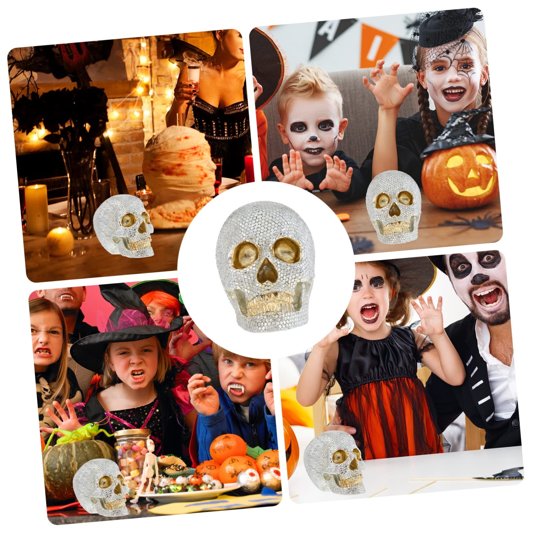 PRETYZOOM 5 Piezas De Adornos De Calavera Cabeza Cráneo Halloween Figuras del Día De Los Muertos Decoración De Fiesta De Halloween Tamaño Completo Cabeza De Esqueleto Esqueleto