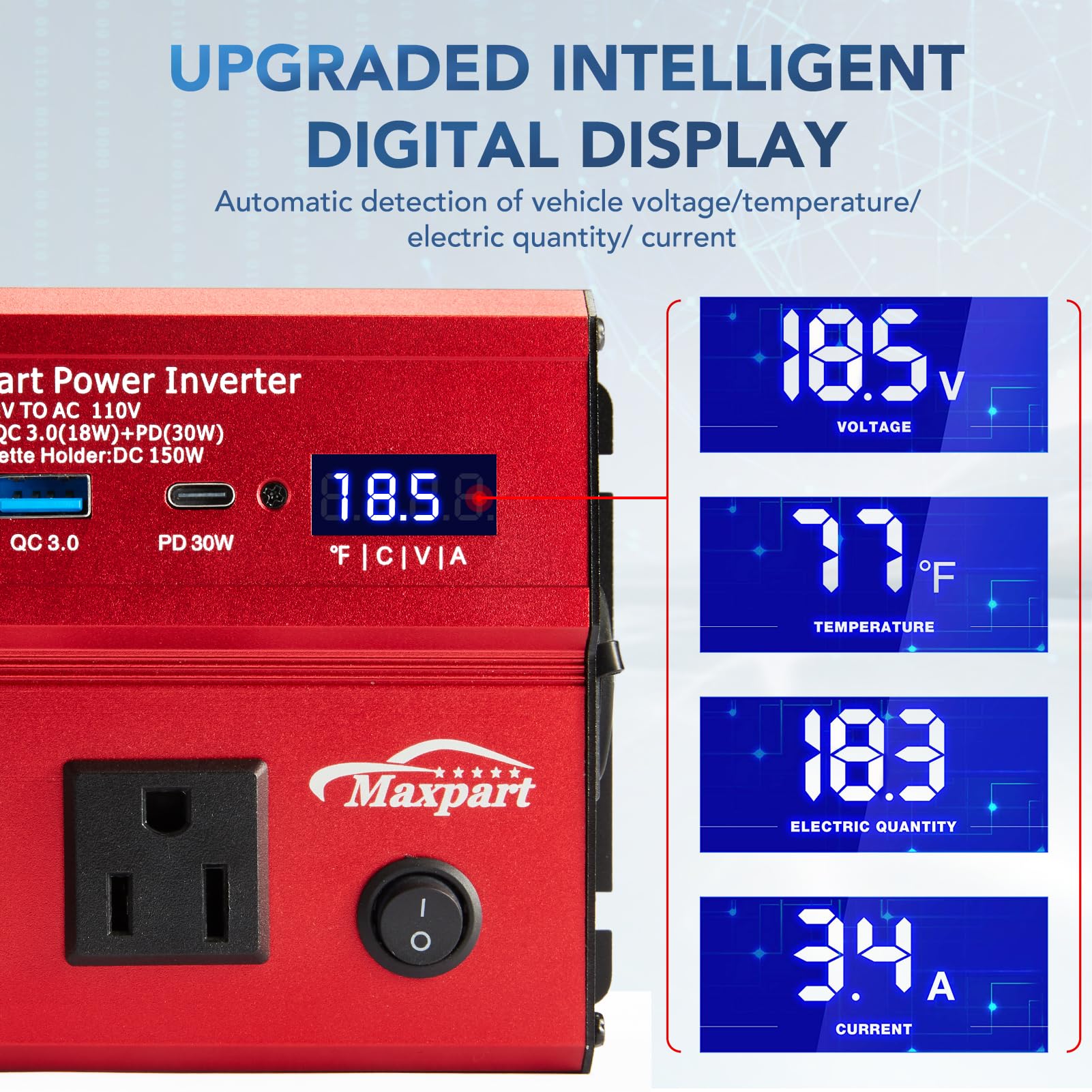 Amazon.com: 500W Power Inverter, Car/Light Truck 12V DC to 110V AC  Converter USB and 3.0A USB and Type-C Ports Car Charger Inverter with Cigarette  Lighter Ports for Smartphones Laptops Tablets : Automotive