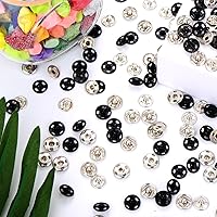 Vista 6 de Sumind 100 juegos de botones a presión de metal para coser ropa, negro y plateado (0.394 pulgadas)