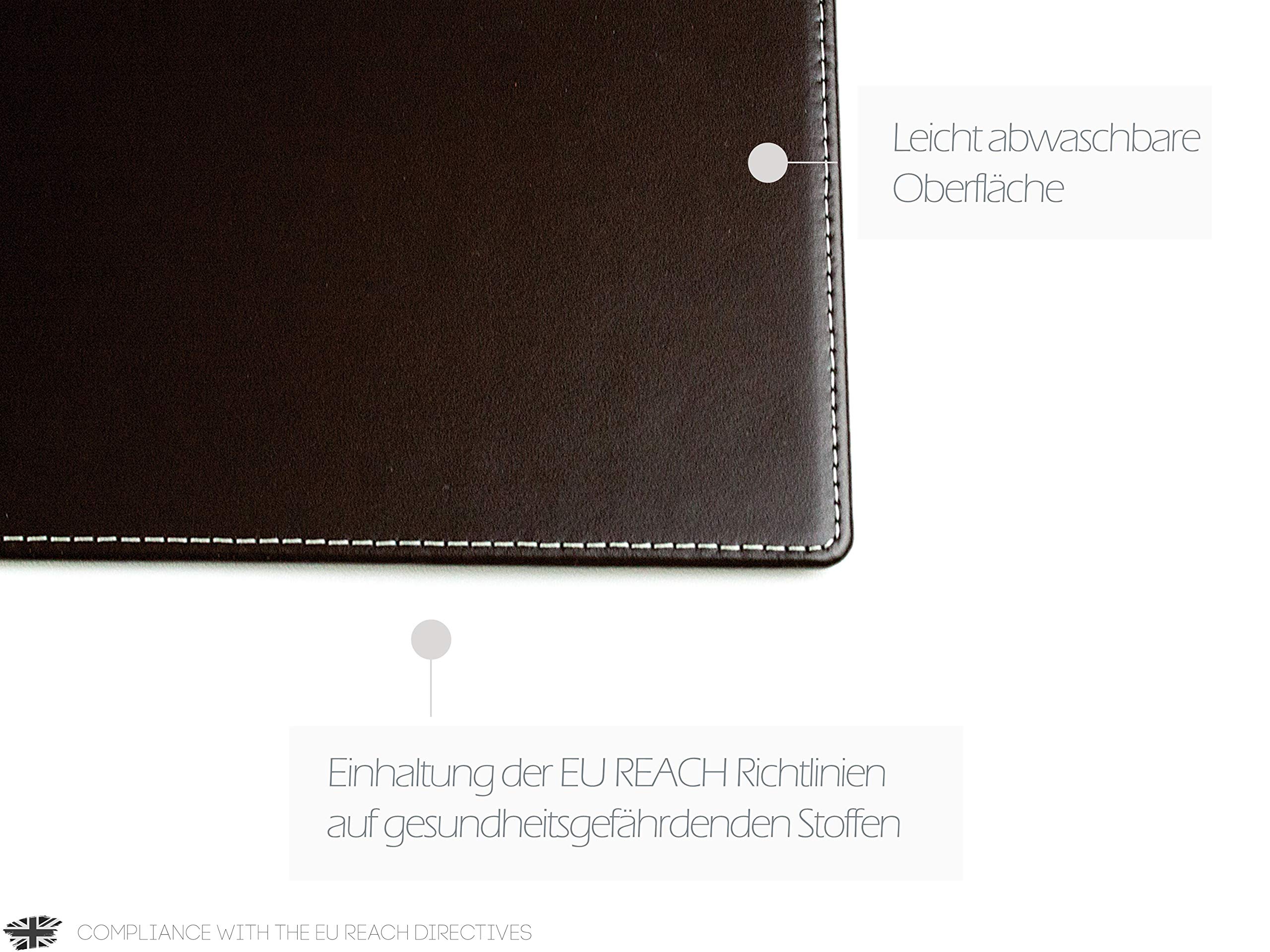 DELMON VARONE Sottomano XXL In Ecopelle Vegana Marrone, Antiscivolo, Lavabile, 65x45 Cm, Per Mouse E Scrittura, Made In Germany