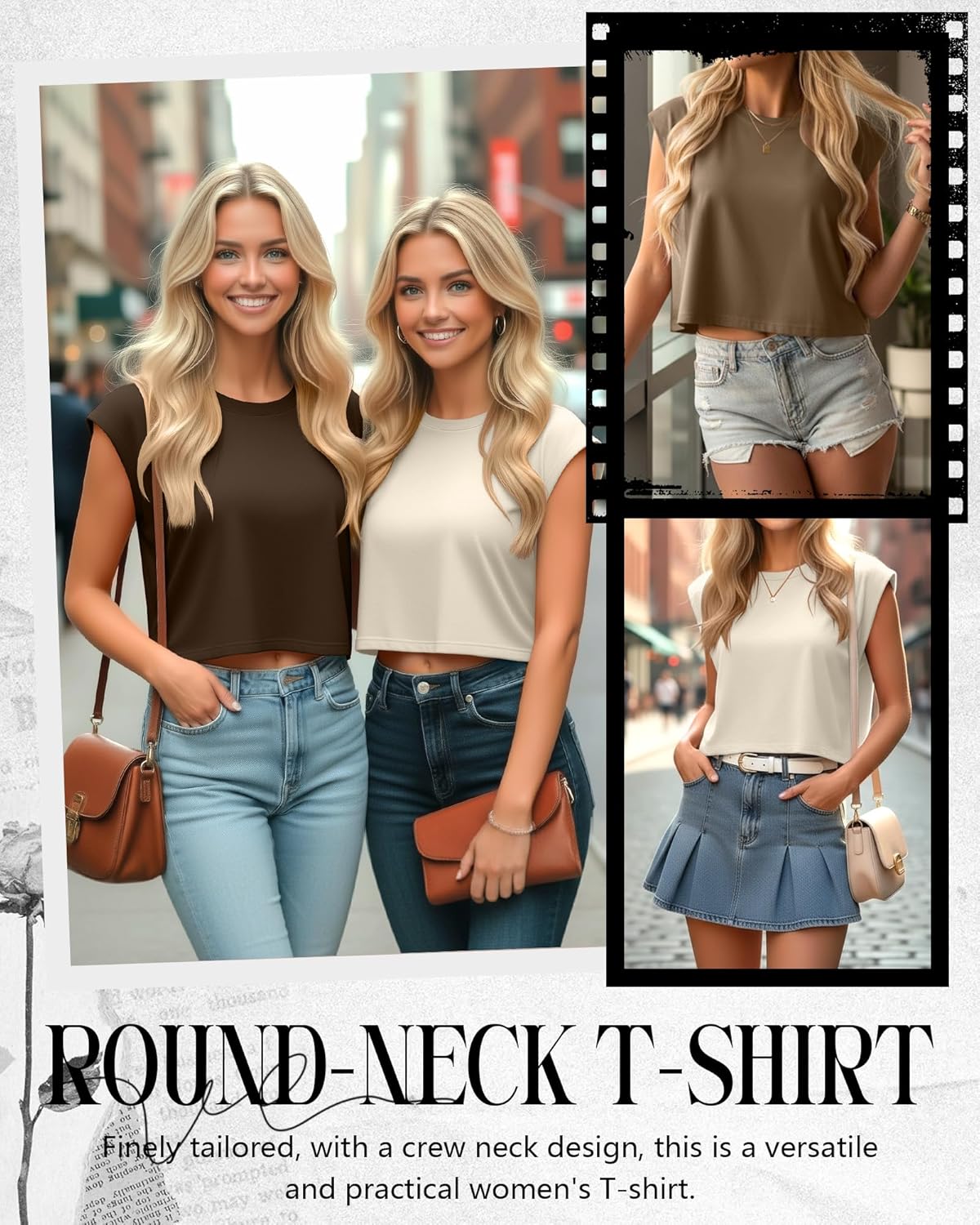 3 Pack Women's Cap Sleeve Crop T-Shirts Tank Tops Crew Neck Loose Fit Summer Casual Short Basic Tees - Image 6