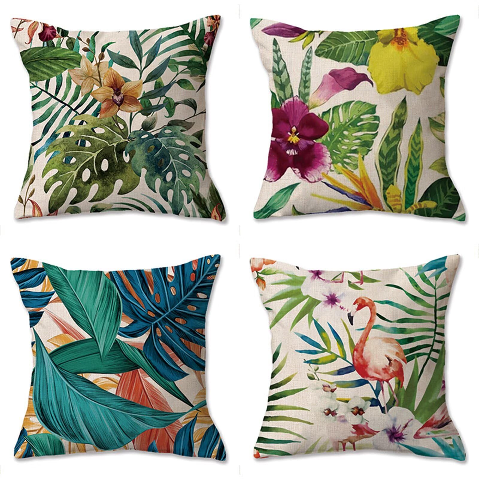 Housse de coussin tropical 45x45 imperméable avec finitions soignées lot de 4