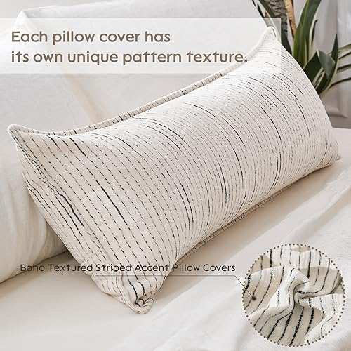 Miniatura 4 de Velvyn Fundas de almohada de felpilla de 14 x 36 pulgadas, funda de almohada larga bohemia con textura de granja, funda de almohada bohemia moderna