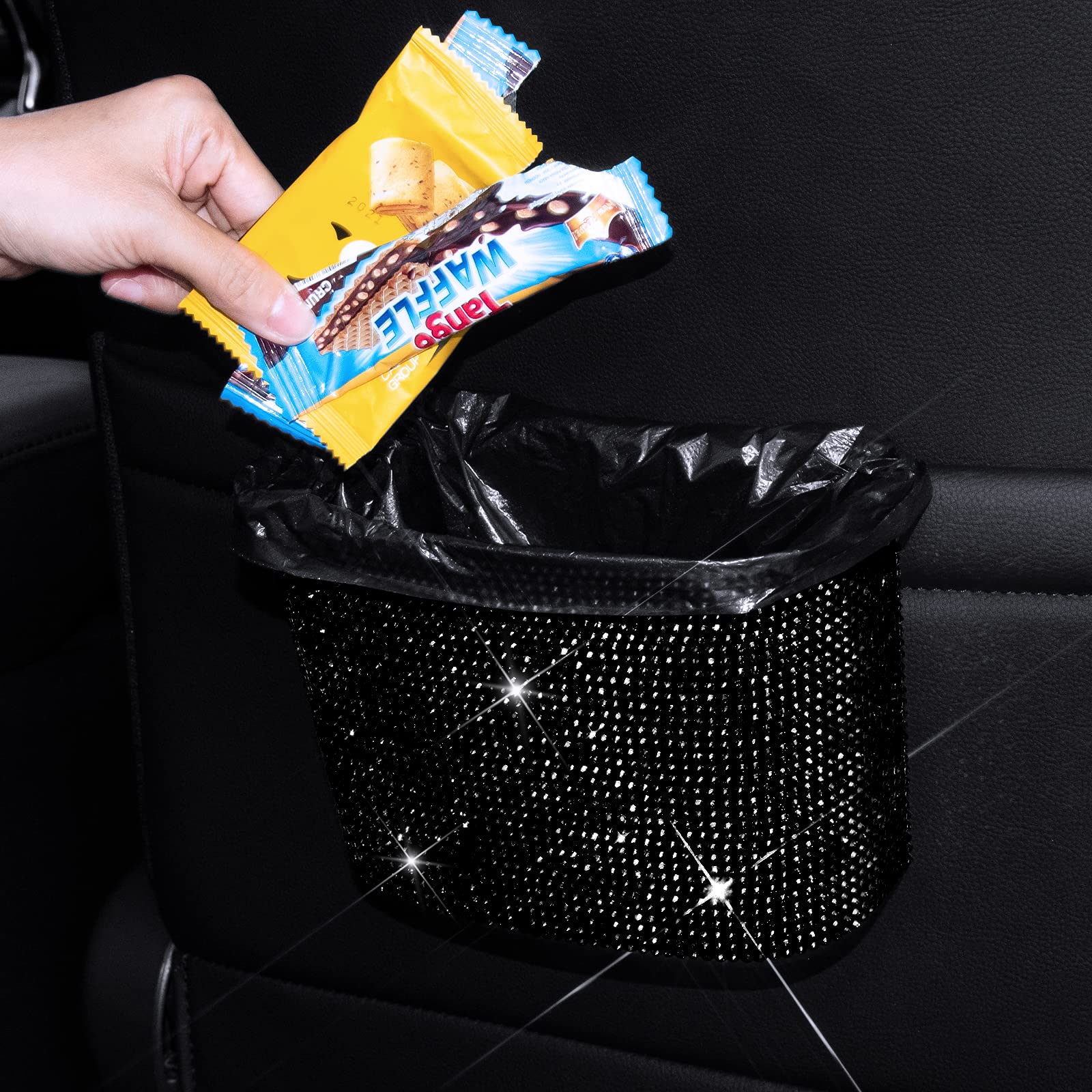 1 Pcs Car Trash Can Bin With Lid Small Leakproof Car Garbage Can Mini Vehicle Trash Bin Suitable