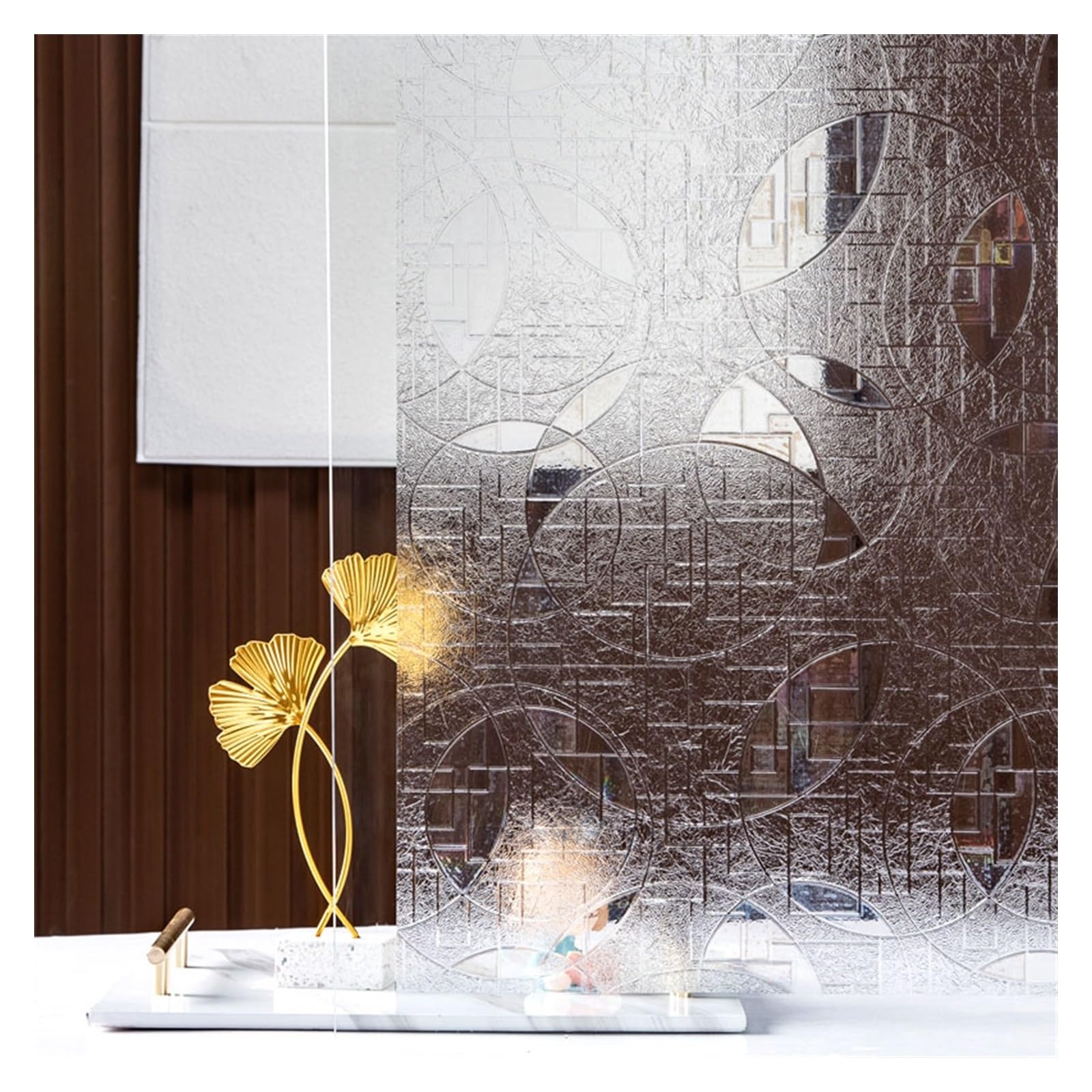 Película de vidrio para ventana, película de cortina de vinilo 3D, pegatina estática no adhesiva para ventana, control de calor, puerta de vidrio anti-UV para decoración de oficina en el hogar (marfil