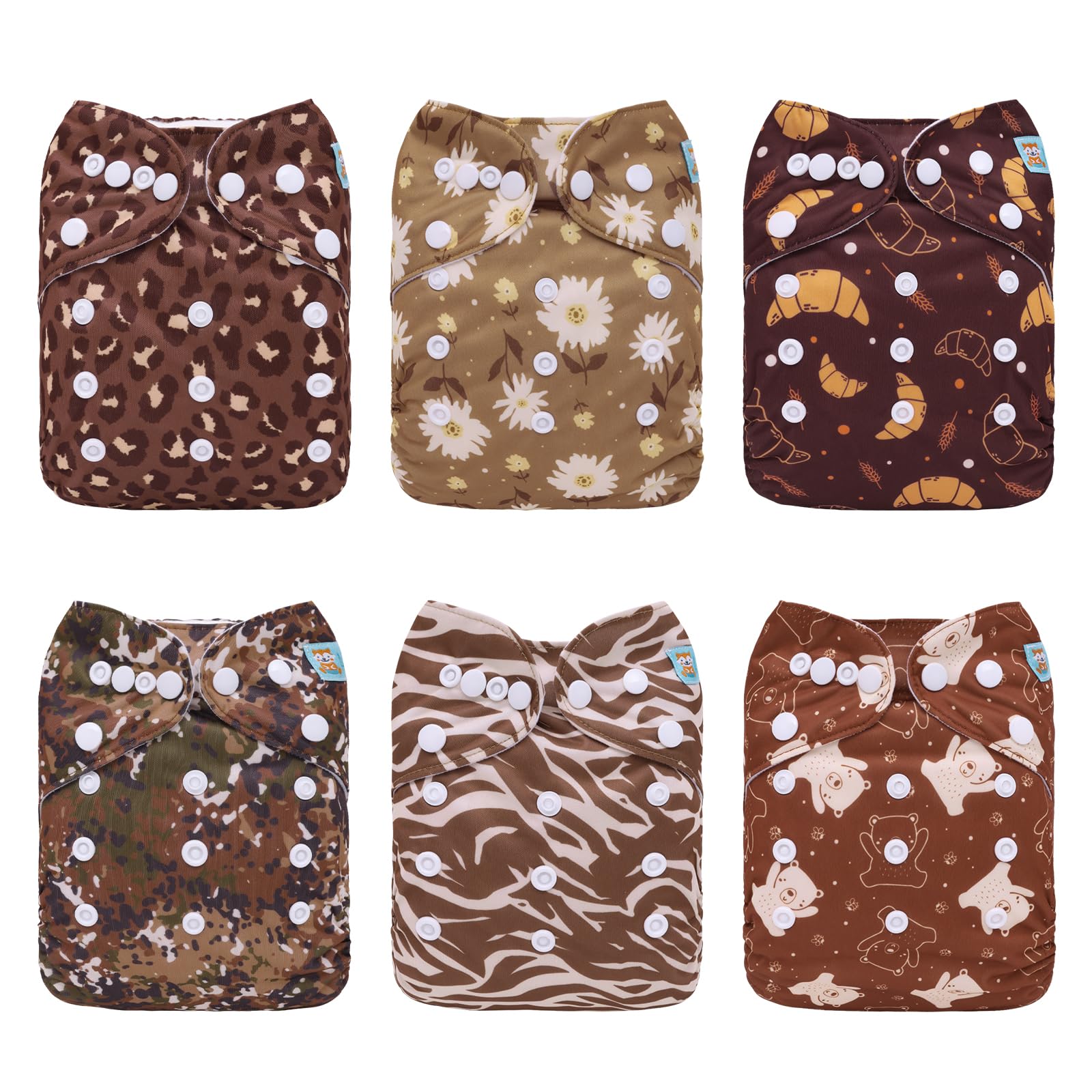 ALVABABY Baby Cloth Diaper 6 Pack with 12 Inserts One Size Cloth Diaper Covers Adjustable Washable Reusable for Baby Girls and Boys