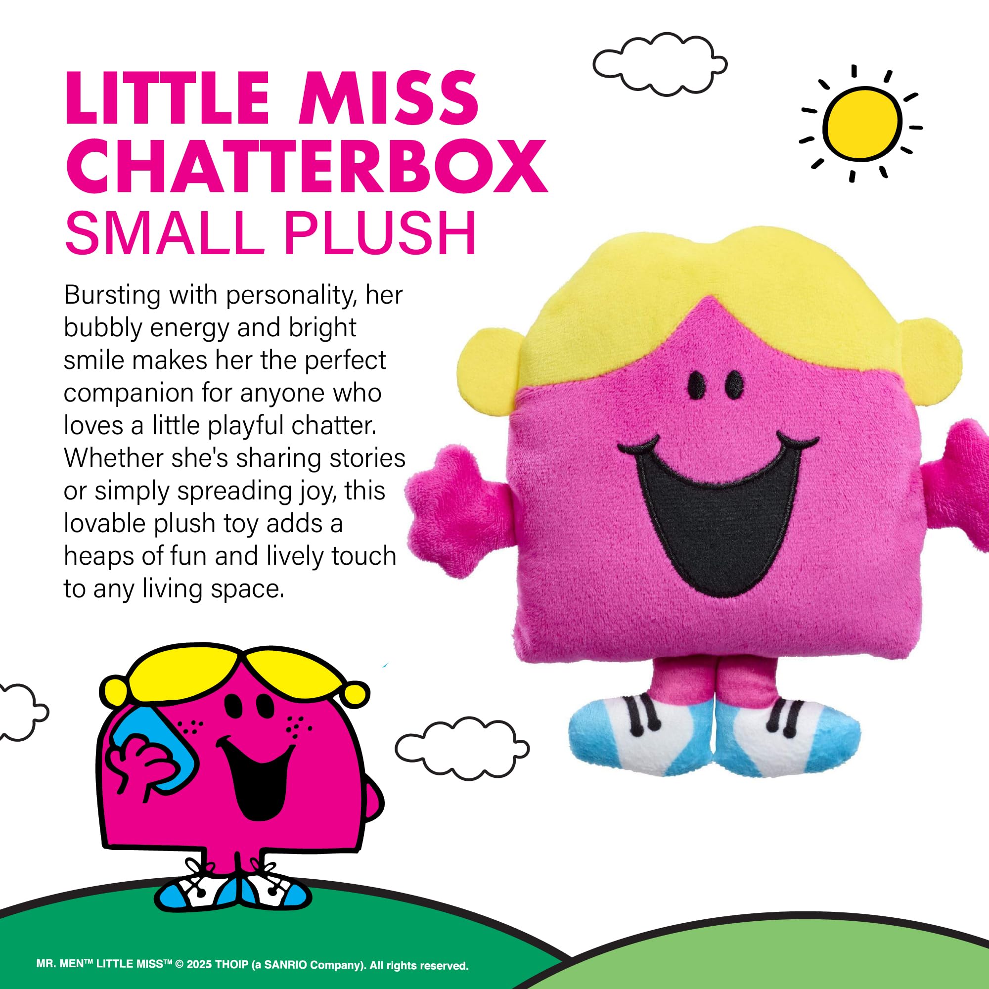 Rainbow Designs Little Miss Chatterbox Plush Toy, Mr.Men Pink Pink Character Soft Toy - Image 2