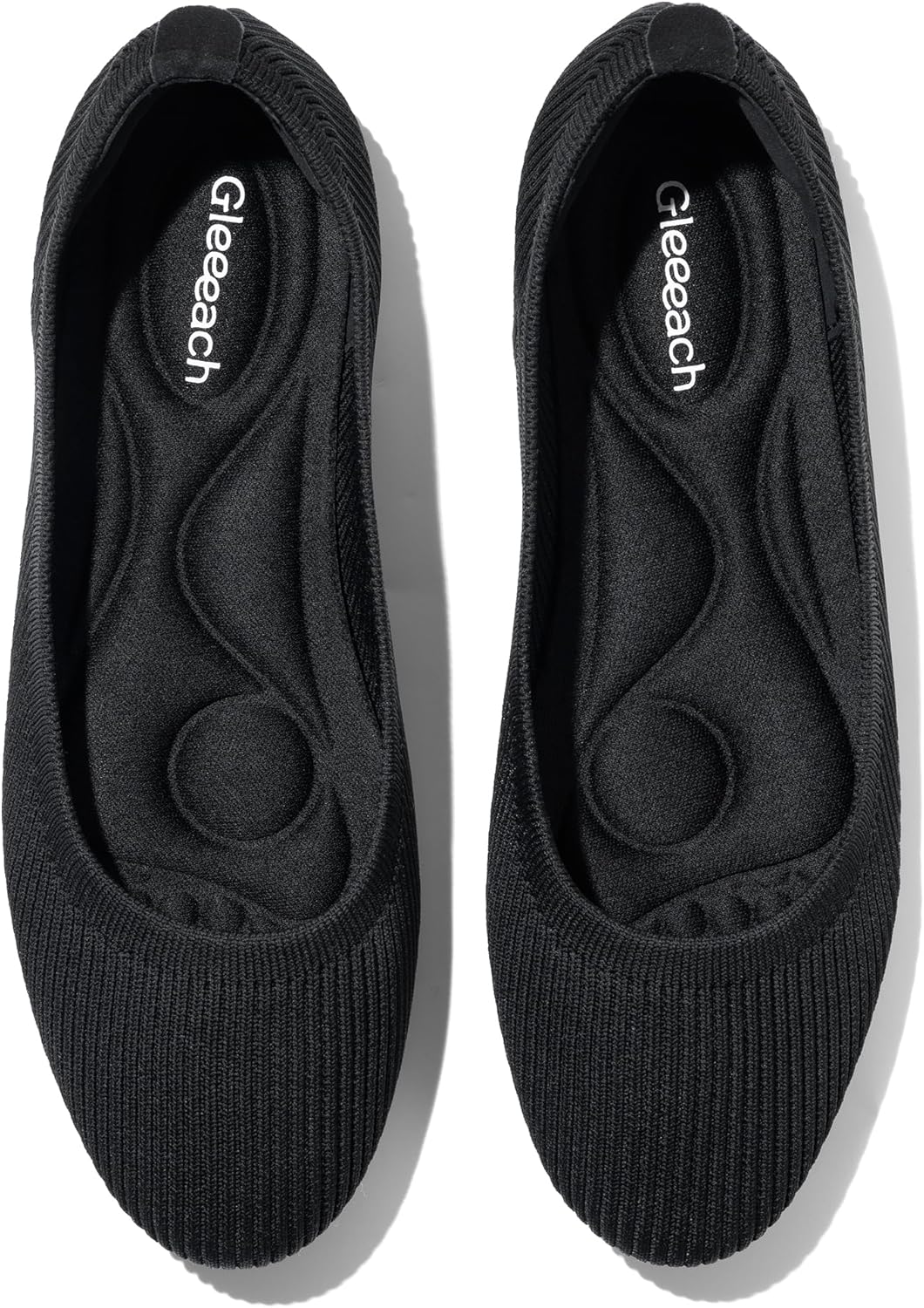 Women's Knit Work Flats, Round Toe Lightweight Comfortable Office Dress Shoes for All-Day Standing