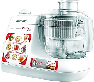 MPM Kasia Plus MRK-11 Robot kuchenny, wielofunkcyjne, 3 Prędkości+Funkcja PULSE, Akcesoria ze Stali Nierdzewnej Odpowiednie Zmywarce, Ubijanie, Siekanie, Zagniatanie, Krojenia Ziemniaków, 800W