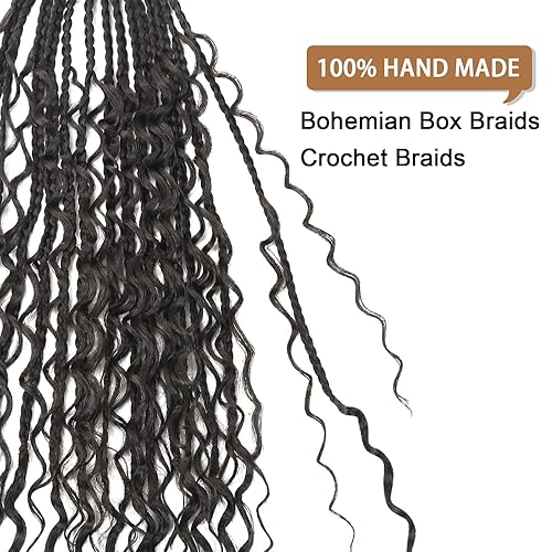 Vista 309 de Goddess Box Braids Crochet Hair With Curly Ends 18 Inch Bohomian Box Braids Crochet Braids 8 Packs 3X Crochet Braids Synthetic Braiding Hair 1B-4-30