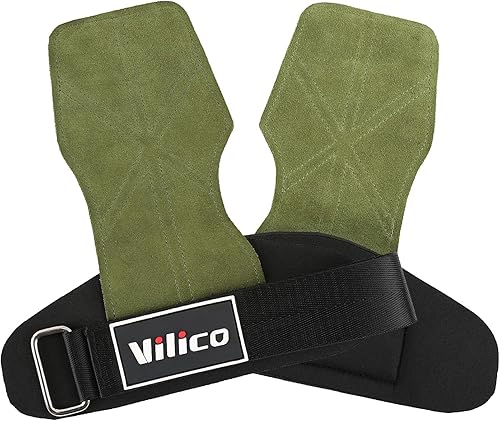 Vista 11 de Guantes de cuero para levantamiento de pesas, correas de muñeca para levantamiento de pesas, correas de levantamiento de pesas ajustables, agarre