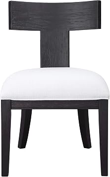 Luxe Wide Modern Black Klismos Chair Curved T Back White Dining Accent Armless