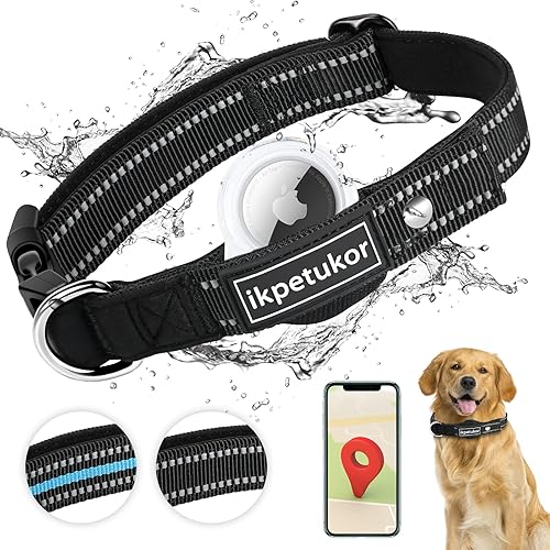 AirTag - Collar para perro, funda impermeable IP68, collar para perro AirTag, triple antipérdida, resistente al desgaste y anticolisión, collar