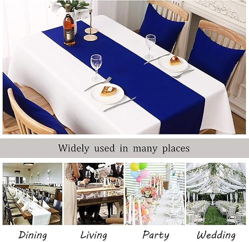 Miniatura 7 de DUALIFE Camino de mesa azul real de 72 pulgadas de largo, color azul doble, hecho a mano, tela decorativa para bodas, fiestas, cumpleaños,