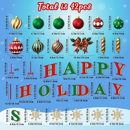 Vista 169 de 90shine 32 imanes navideños para decoración de puerta de garaje, bola de Navidad, refrigerador y cocina (rojo, verde, dorado)