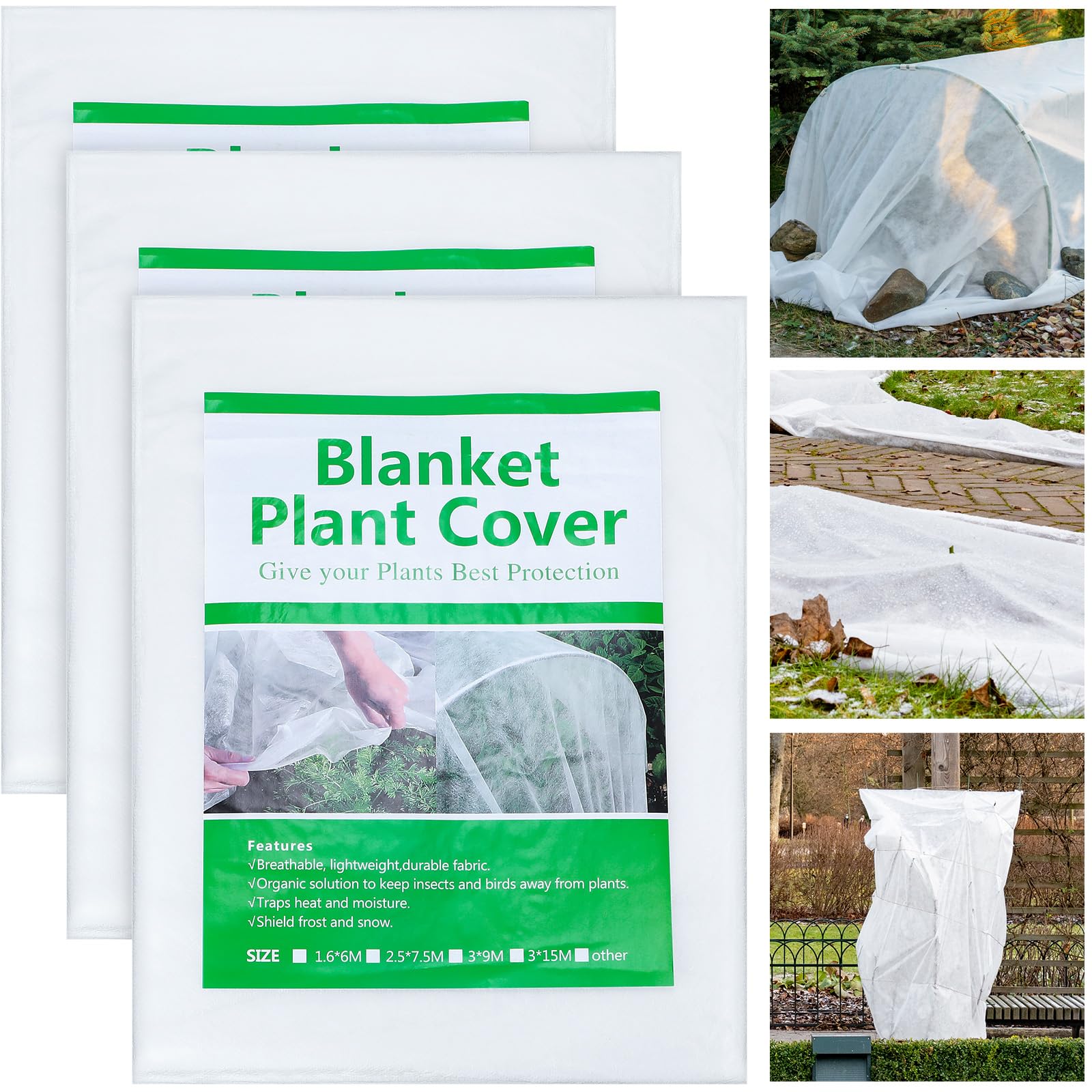 Uiifan 3 cubiertas para plantas de protección contra la congelación de 10 x 33 pies, cubierta de fila flotante reutilizable, cubierta de cama de jardín, manta de tela contra heladas para plantas al