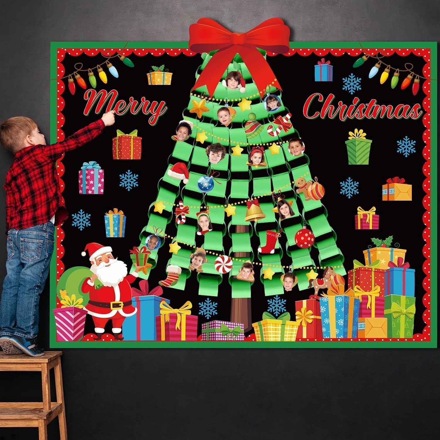 3D Christmas Tree Bulletin Board Decorations for Classroom Santa Claus Bulletin Board Merry Christmas Winter Paper Cutouts for Kids Xmas Party School Supplies Home Blackboard Decor image 5