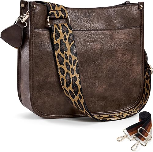 HKCLUF Bolsos cruzados para mujer, de cuero vegano a la moda, con 2 correas ajustables para guitarra, bolsas de hombro