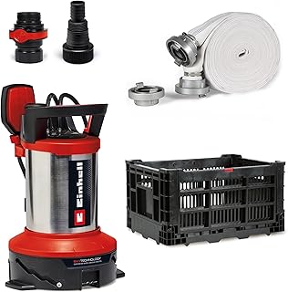 Einhell Flutset GE-DP 7535 N LL ECO (750 W, bis zu Ø 35 mm Fremdpartikelgröße, max. 18.500 L/h Fördermenge, inkl. 10 m Gewebeschlauch, Universaladapter, Kunststoffbox)