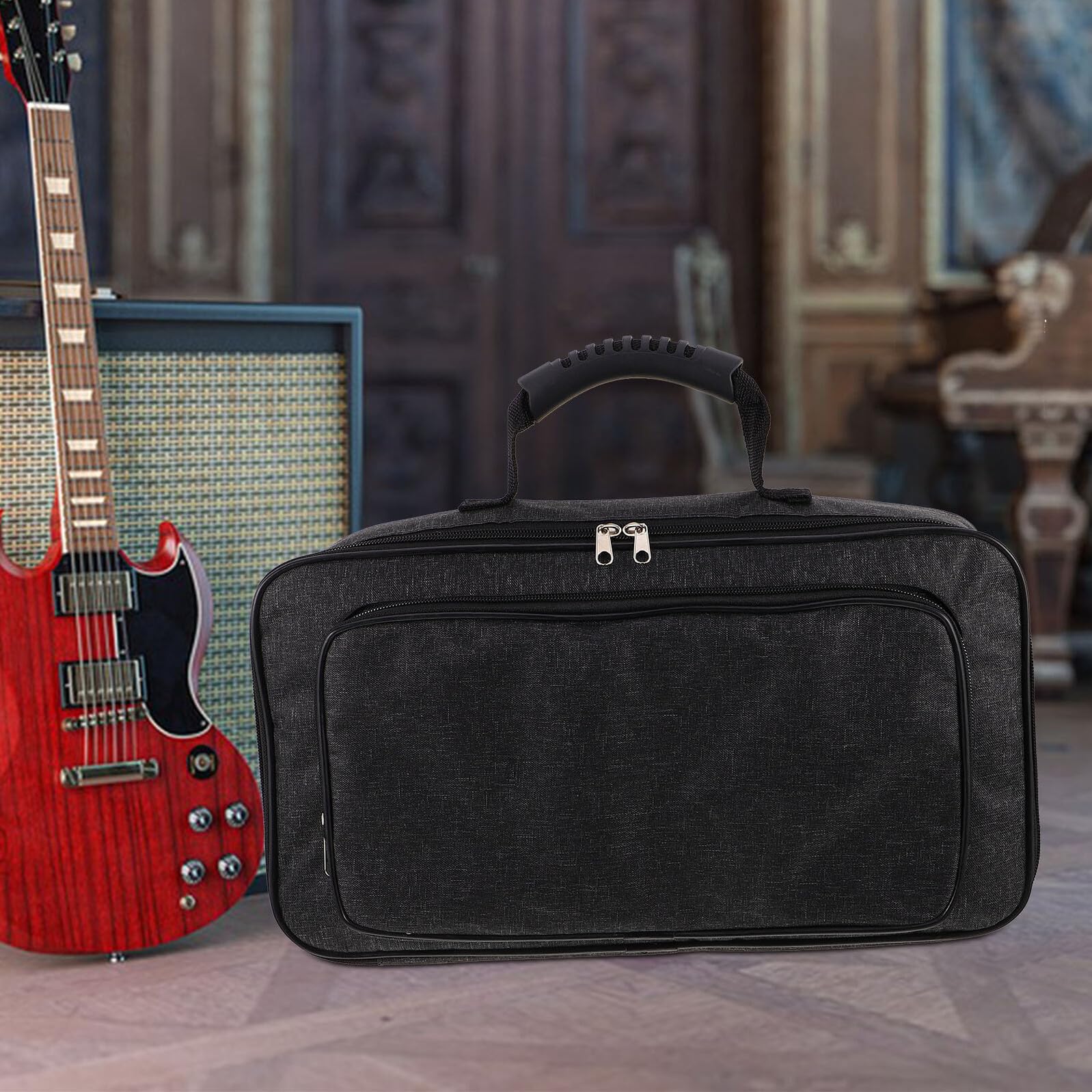 TOYANDONA Tragetasche für Effektpedalboard Pedaltasche aus Hartschale Gitarre Aufbewahrungskoffer mit Tragegurt zum Schutz vor Feuchtigkeit und Stößen