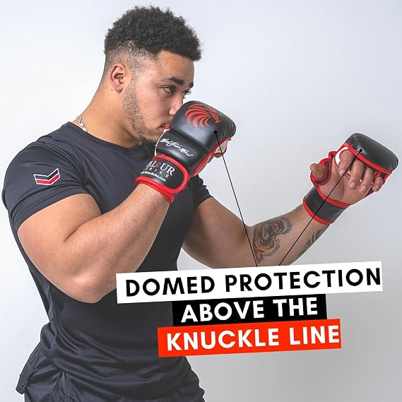 Valour Strike Pro MMA Sparring Gloves Black Grappling Muay Thai Training Mitts Combat Fighting Mixed Martial Arts Mitten Boxing Cage Kickboxing Glove